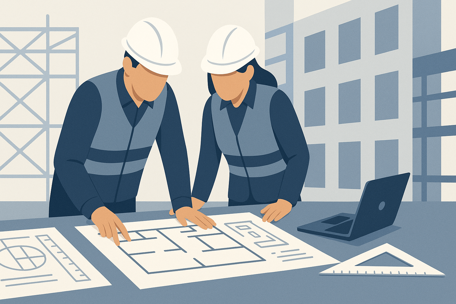 Fachexperten mit Bauplan